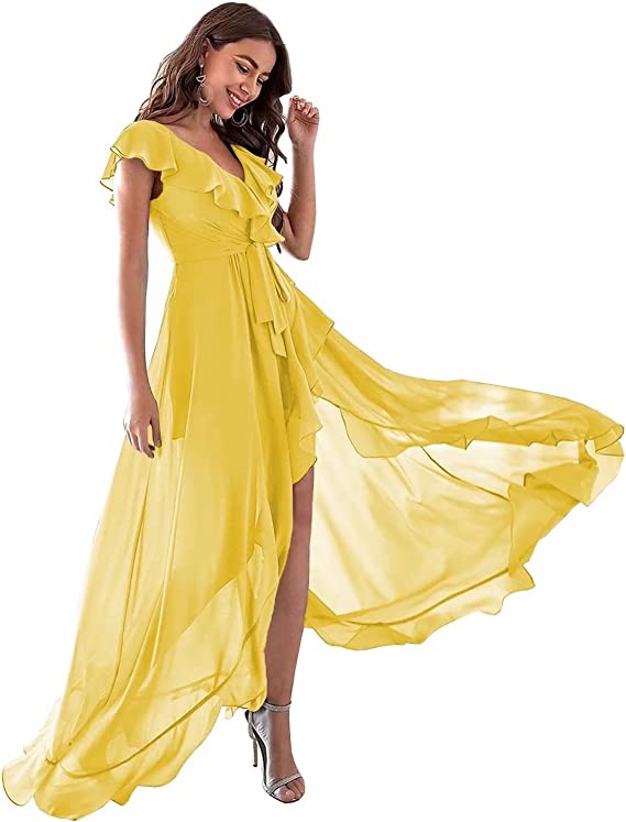 yellow bohemian bridesmaid dresses